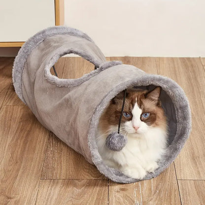 Foldable Plush Cat Tunnel